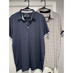 The Charge Stately Apparel Lot Of 2 Polos Golf Performance Blue White Large